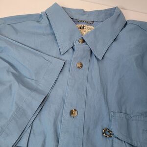 Men's Cabela's Vented Fishing Shirt‎ Size XL Short Sleeve Button Down Blue Poly